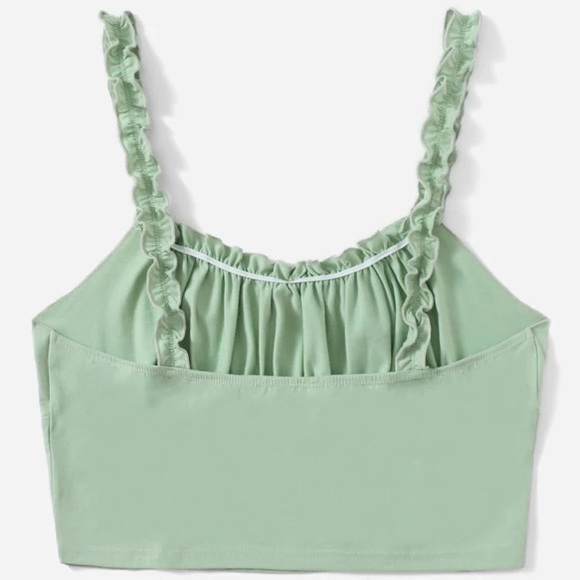 Shein Curve ruffle trim crop cami tank - Picture 2 of 6
